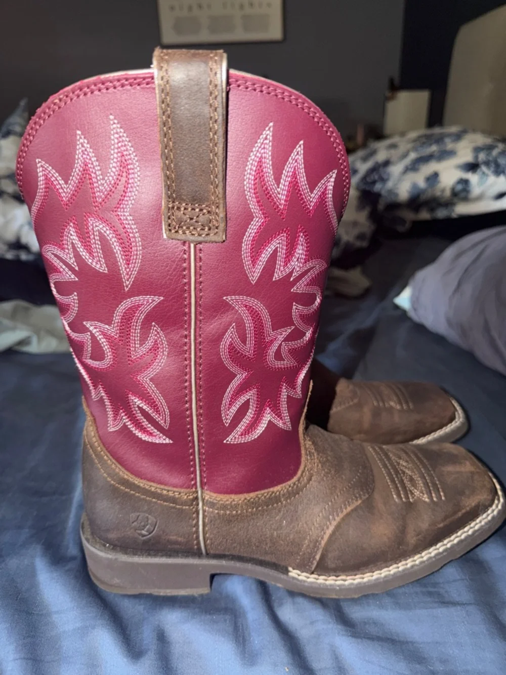 Ariat Brown Footwear with Pink Shaft Cowboy Boots - Picture 3 of 7